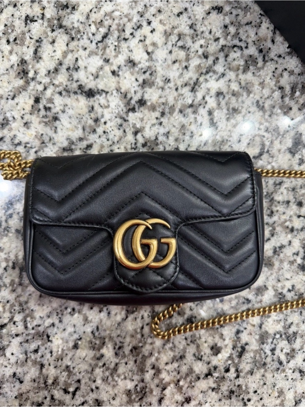 Gucci Camera Bag Gold toned- Black leather
